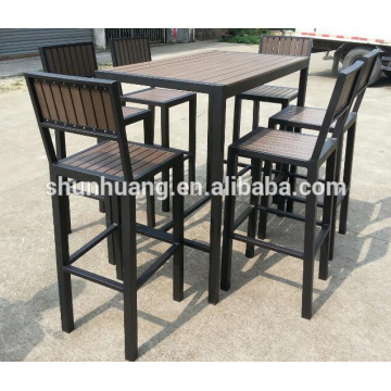 Outdoor garden bar furniture sets plastic wood aluminium bar chair and table